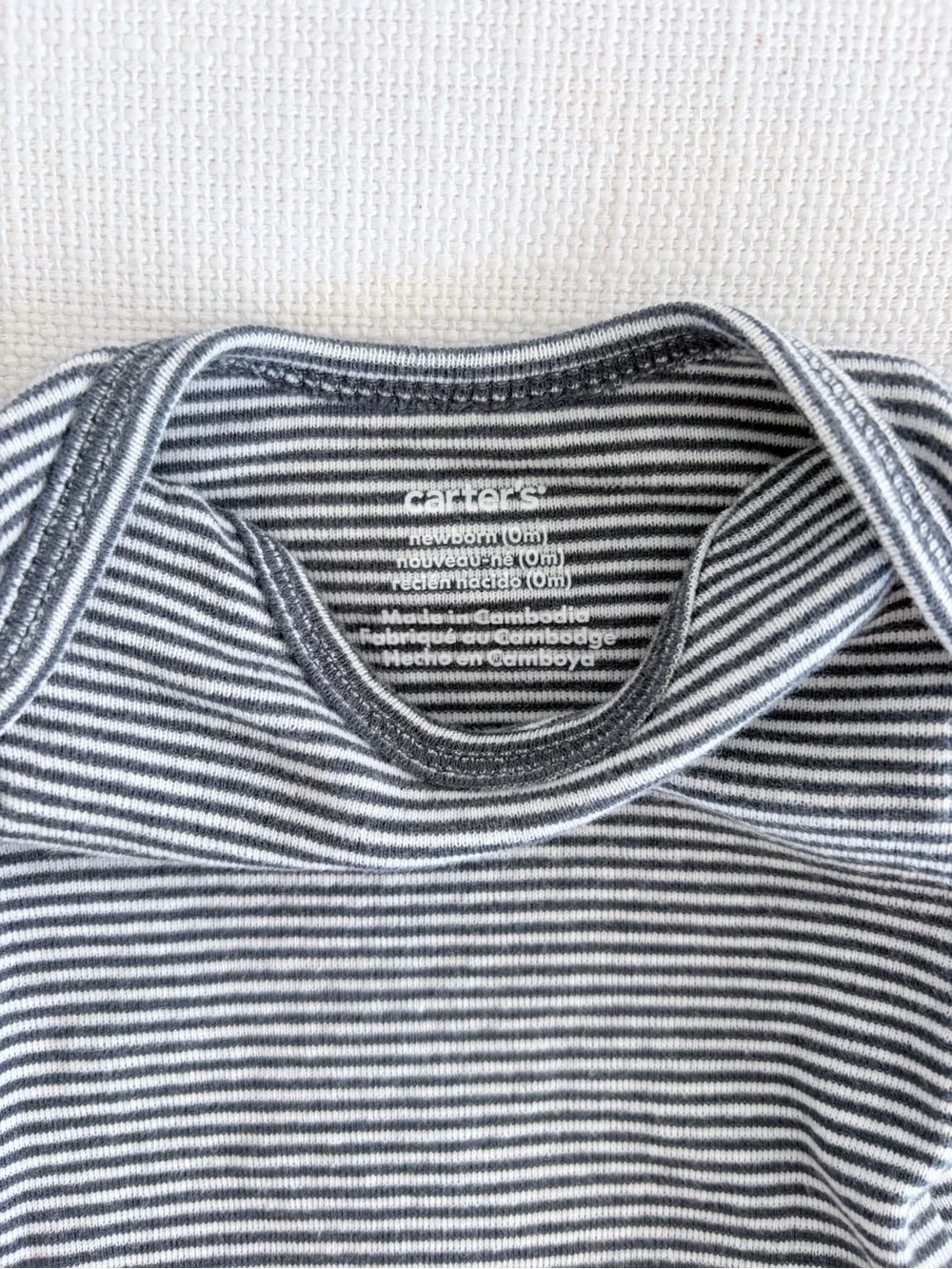 Carter's Navy and White Striped Long-Sleeve Baby Bodysuit
